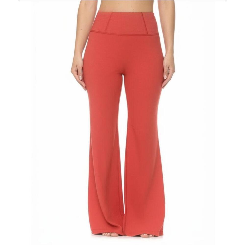 NWT Spiritual Gangster Womens Large Red High Waisted Flare Pants Athleisure